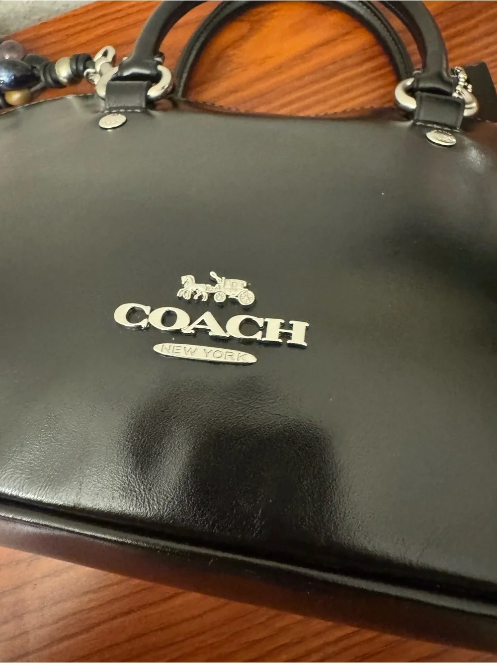 Coach Black Leather Dome Satchel